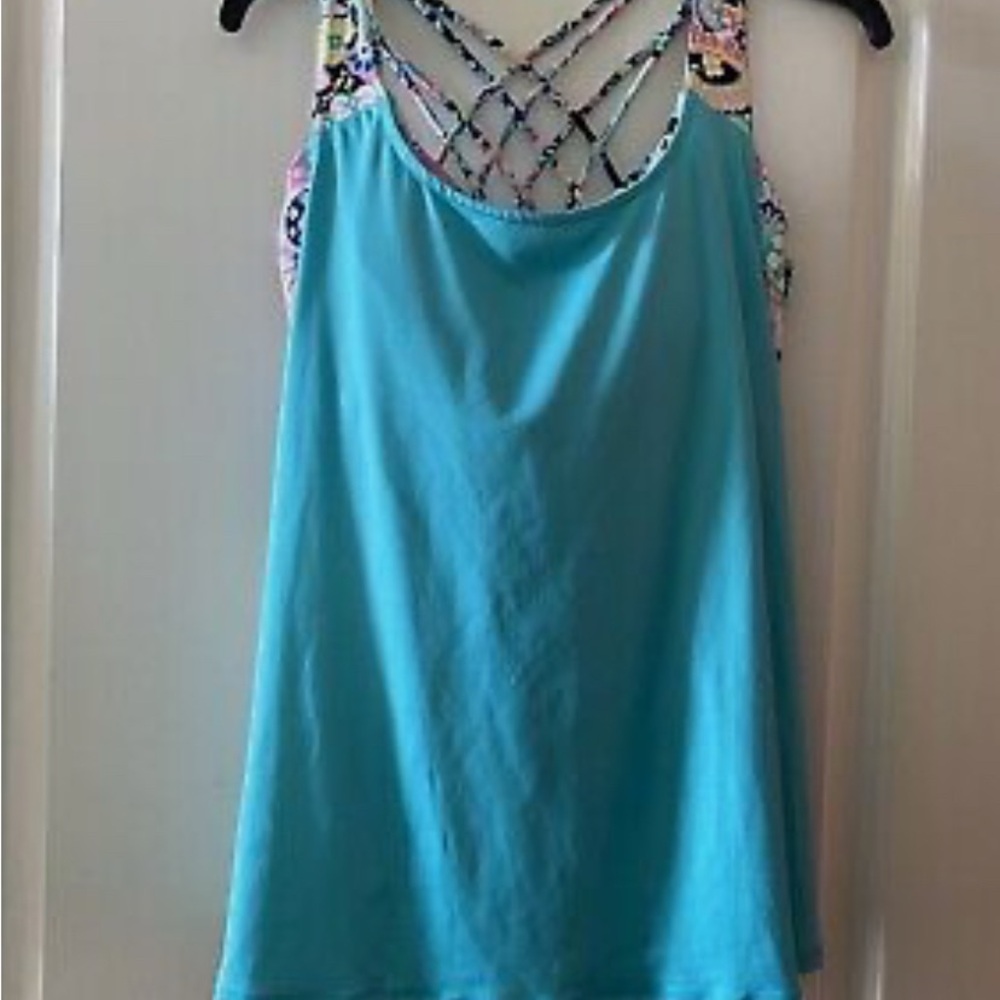Crown & Ivy Pink and Blue Sleeveless Swim Tank Top